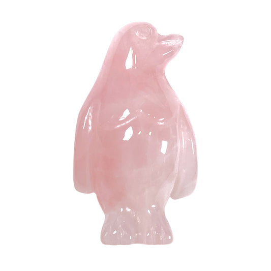 Figurine de pingouin en Quartz rose