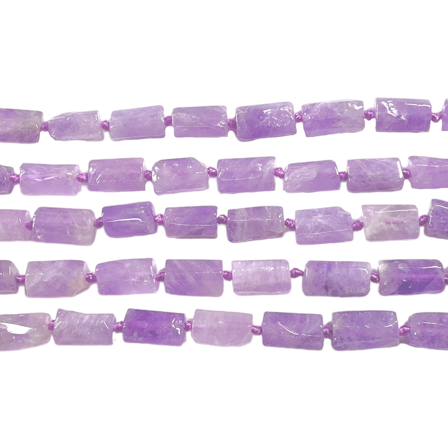 Fil Jade Lilas de Birmanie en rectangle 8x12mm