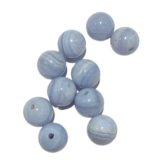 Lot de 10 perles Calcédoine bleue – Trou de 1,5 mm