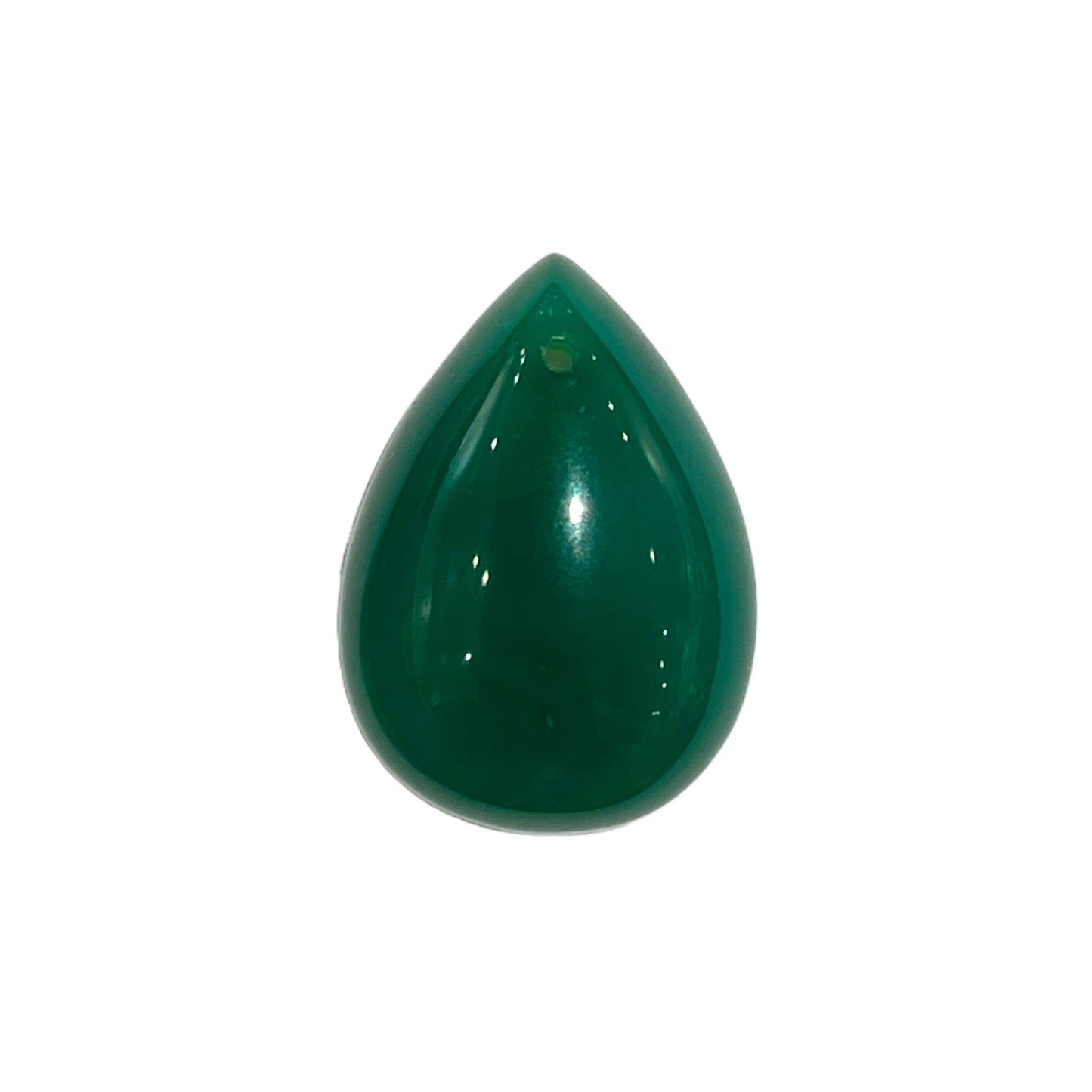 Pendentif Agate verte forme goutte plate percé devant