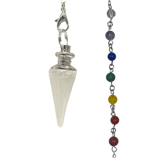 Pendule petit cone 7 Chakras Cristal de roche