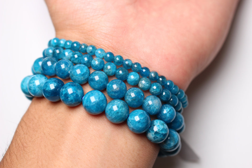 Blue Apatite Bracelets - 2 Sizes | J&J Crystals and Rocks