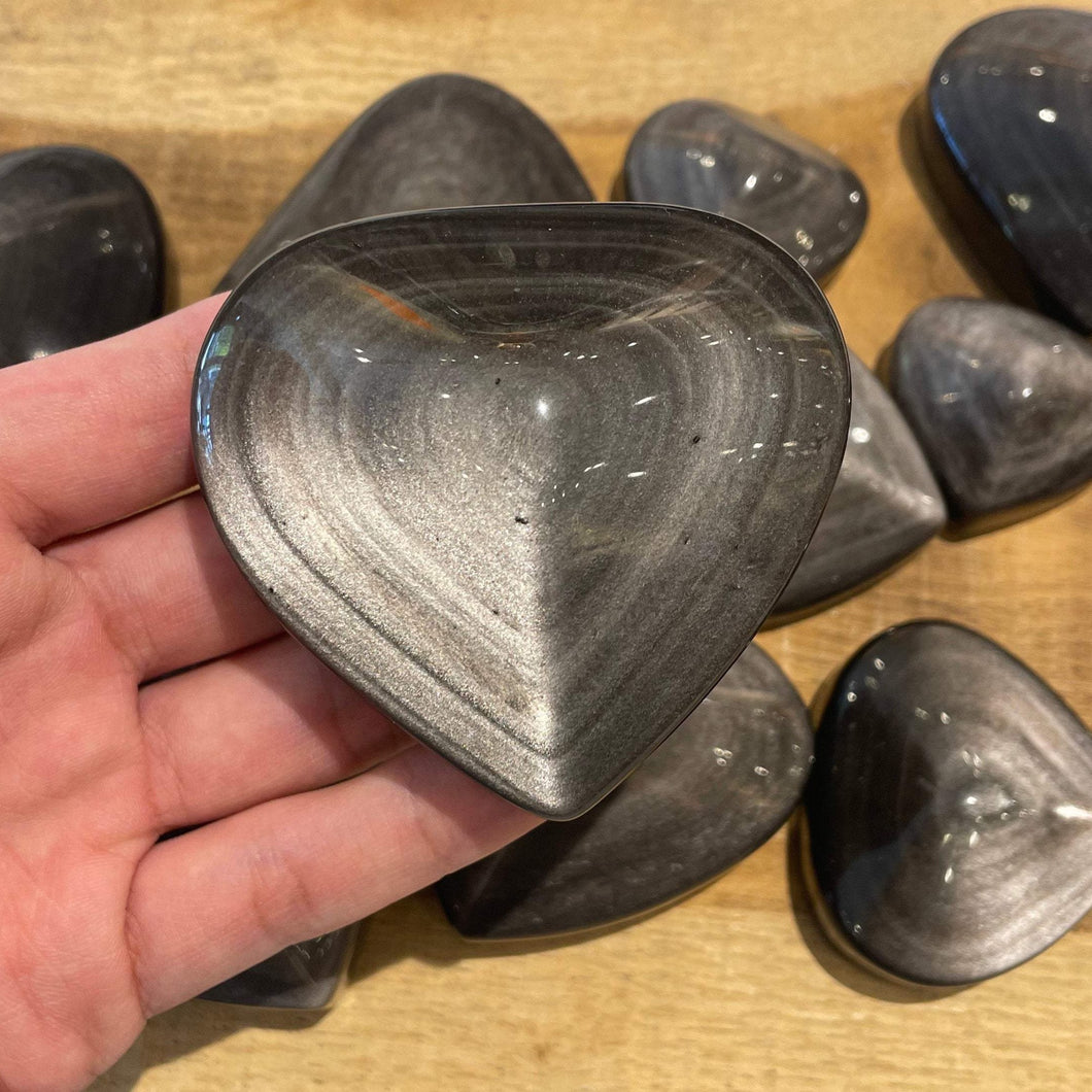 Coeur en Obsidienne argenté 40-250g AAA